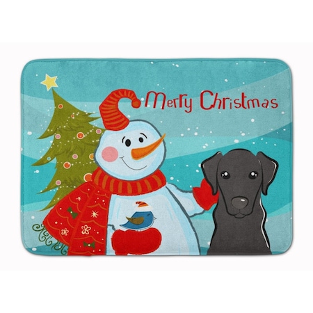 Carolines Treasures Snowman with Black Labrador Machine Washable Memory Foam Mat BB1855RUG